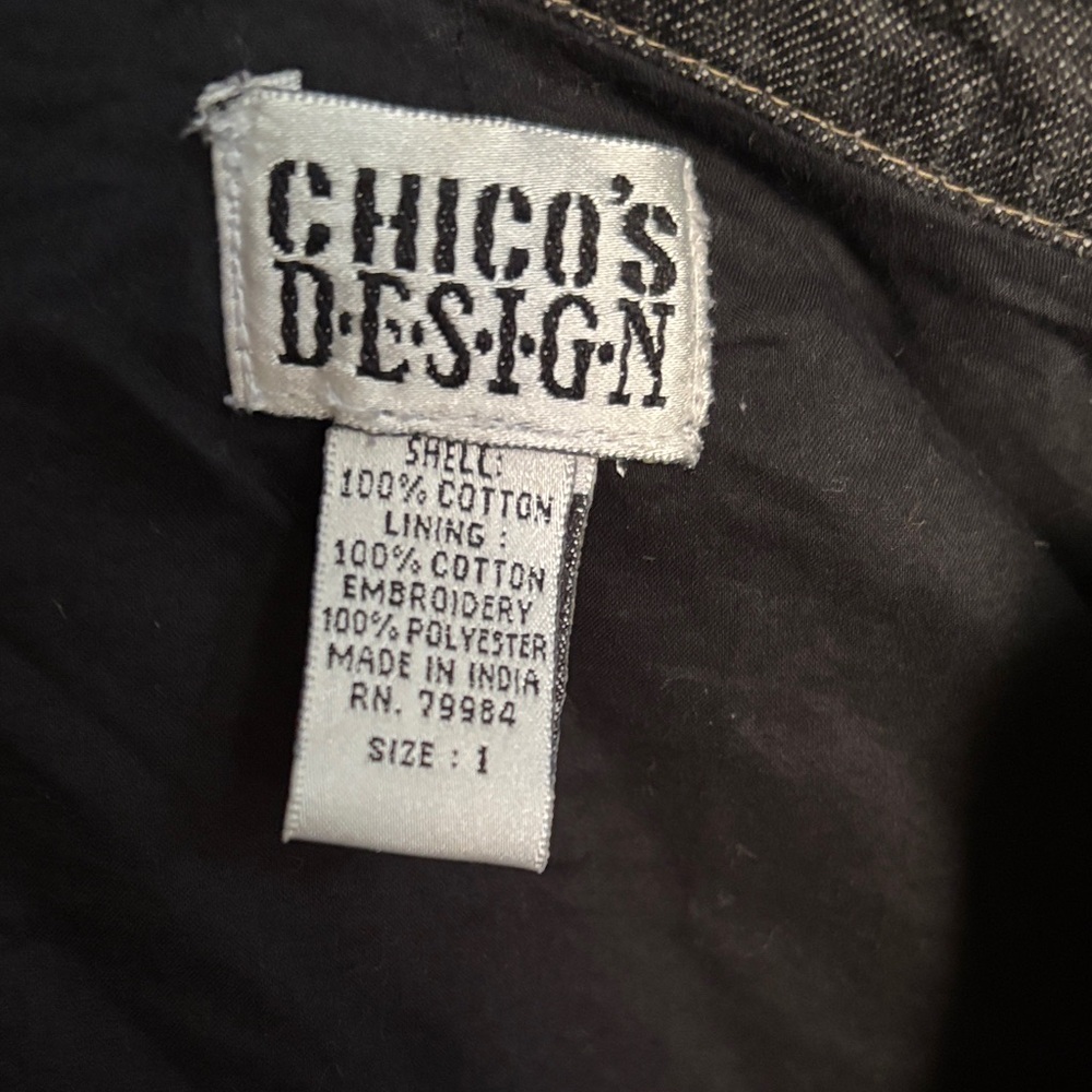 Chico's Black Denim Jacket with Brown Embroidery - Picture 5 of 7